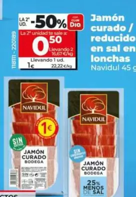 Navidul - Jamón Curado Reducido En Sal En Lonchas