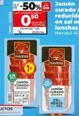 Navidul - Jamón Curado/ Reducido En Sal En Lonchas