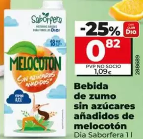 Dia Saborfera - Bebida De Zumo Sin Azúcares Añadidos De Melocotón