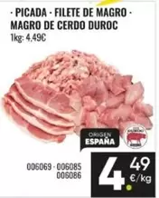 Picada Filete De Magro Magro De Cerdo Duroc