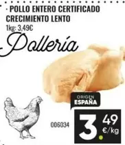 Pollo Entero Certificado Crecimiento Lento