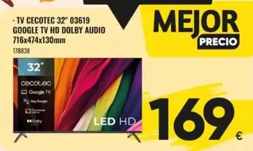 cecotec - Tv 32" O3619 Google Tv Hd Dolby Audio