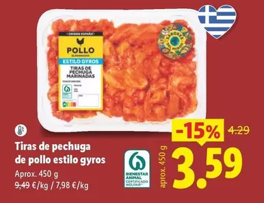 Tiras De Pechuga De Pollo Estilo Gyros