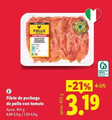 Filete De Pechuga De Pollo Con Tomate