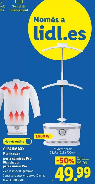 Cleanmaxx - Planchador Para Camisas Pro