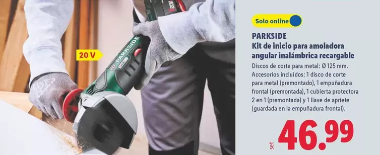 Parkside - Kit De Inicio Para Amoladora Angular Inalámbrica Recargable