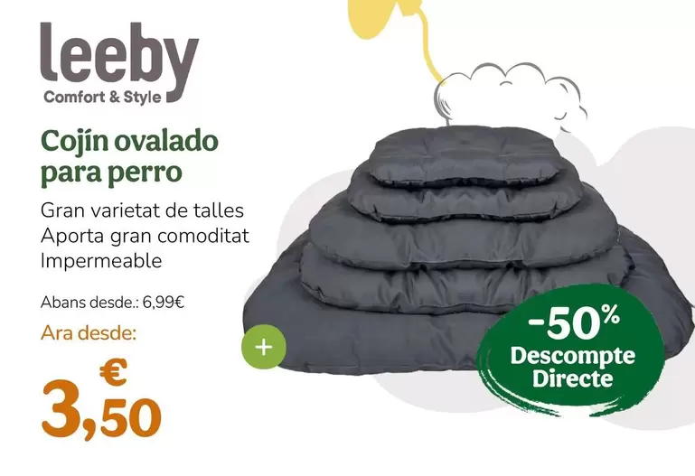 Leeby - Cojin Ovalado Para Perro