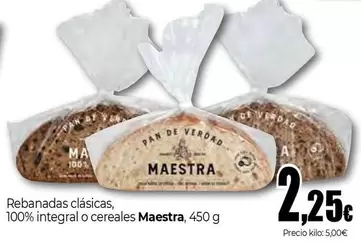 Maestra Bread - Rebanadas Clásicas, 100% Integral O Cereales