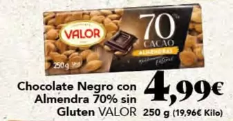 Valor - Chocolate Negro Con Almendra 70% Sin Gluten
