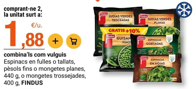 Findus - Espinacs En Fulles O Tallats, Pesol Fins O Mongetes Planes, O Mongetes Trossejades