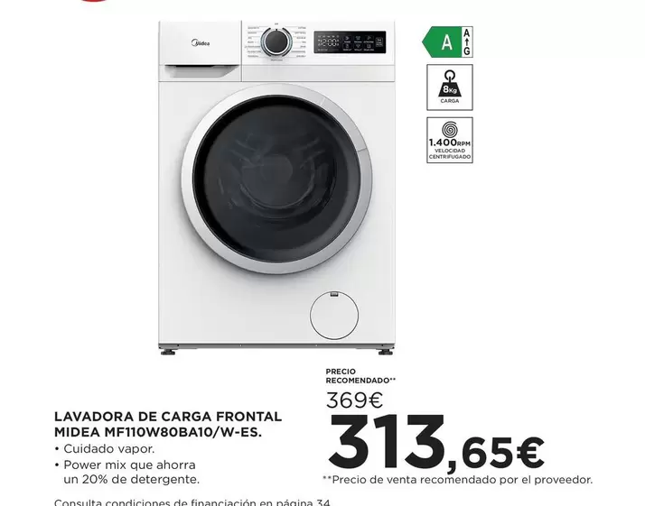 Midea - Lavadora De Carga Frontal Mf10w80ba10w-es