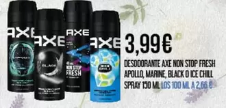 Axe - Desodorante Fresh Apollo, Marine, Black O Ice Chill Spray