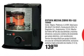 Estufa Mecha Zibro Rs-122/136603