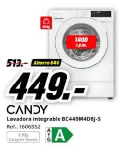 Candy - Lavadora Integrable Bc449m4d8j-s