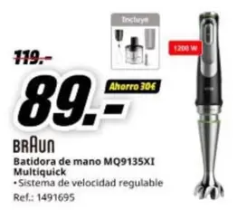 Braun - Batidora De Mano Mq9135xi Multiquick