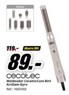 cecotec - Moldeador Ceramiccare 8in 1 Airglam Gyro