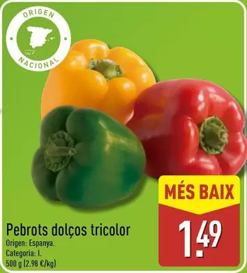 Pebrots Dolços Tricolor Origen: Espanya