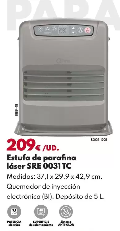 Qlima - Estufa De Parafina Laser SRE 0031 TC