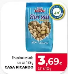 Casa Ricardo - Pistacho Tostado Sin Sal