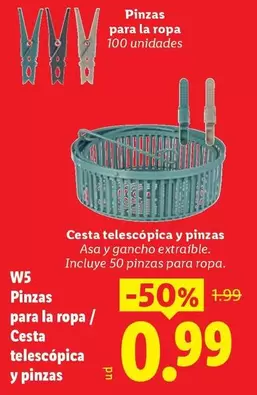 W5 - Pinzas Para La Ropa/ Cesta Telescópica Y Pinzas