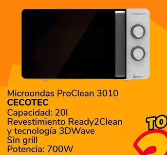 Cecotec - Microondas ProClean 3010