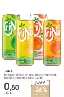 Trina - Refresco Citrico Sin Gas, Limón, Manzana, Naranja Y Naranja Zero