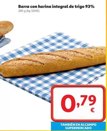 alcampo - Barra Con Harina Integral De Trigo 93%