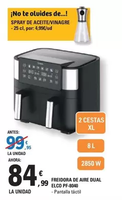 Aire - Freidora De Dual Elco Pt-840