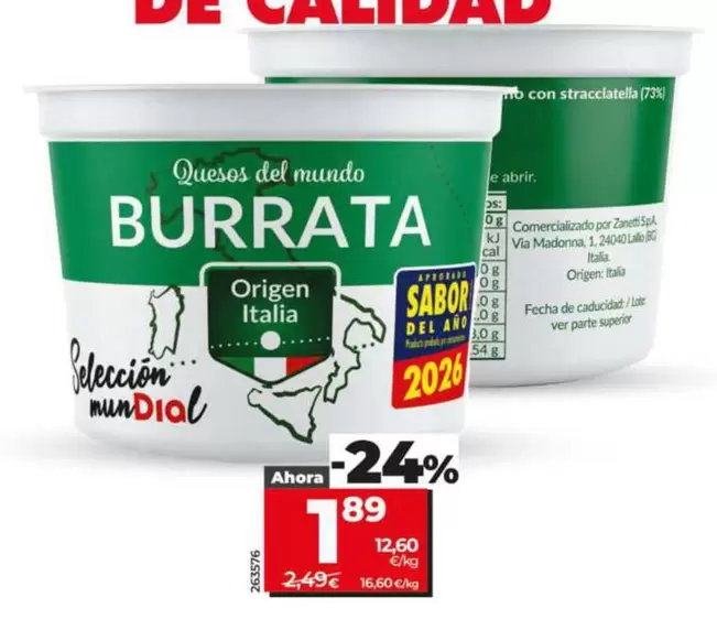 Burrata Italiana Stracciatella 73%