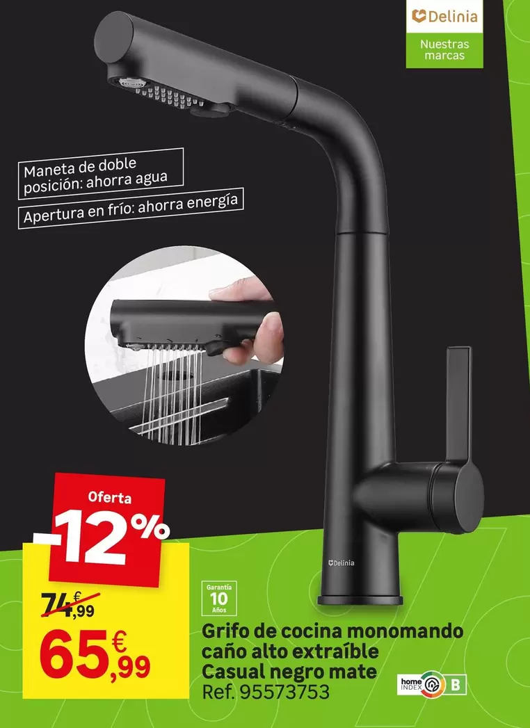 home - Grifo De Cocina Monomando Cano Alto Extraible