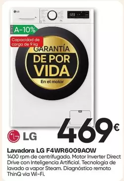 LG - Lavadora F4wr6009aow