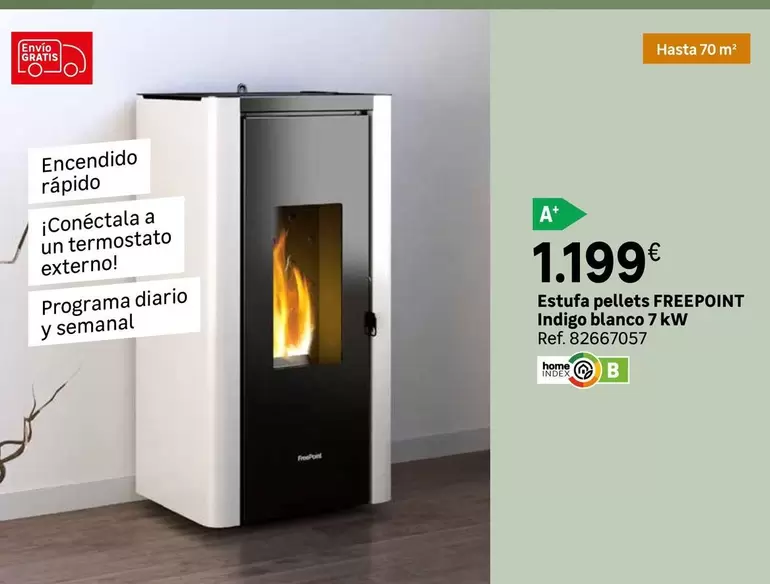 FreePoint - Estufa Pellets Indigo Blanco 7kw