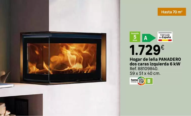 Panadero - Hogar De Leña Dos Cartas Izquierda 6 Kw