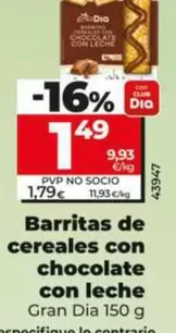 Gran Dia - Barritas De Cereales Con Chocolate Con Leche 