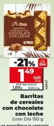 Gran Dia - Barritas De Cereales Con Chocolate Con Leche