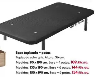 Base Tapizada + - 6 Patas Gris 36x135x190cm
