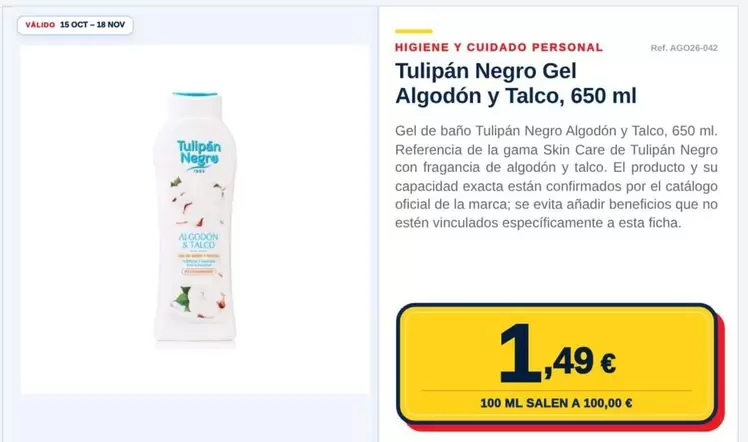 Tulipán Negro - Gel Algodon Y Talco