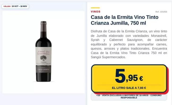 Casa De La Ermita - Vino Tinto Crianza Jumilla