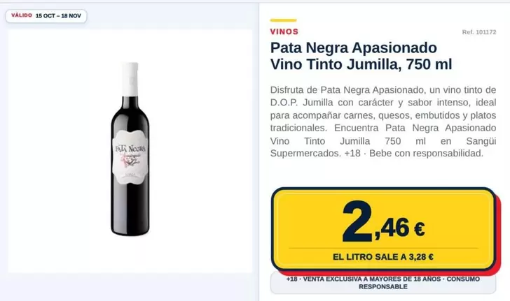 Pata Negra - Apasionado Vino Tinto Jumilla
