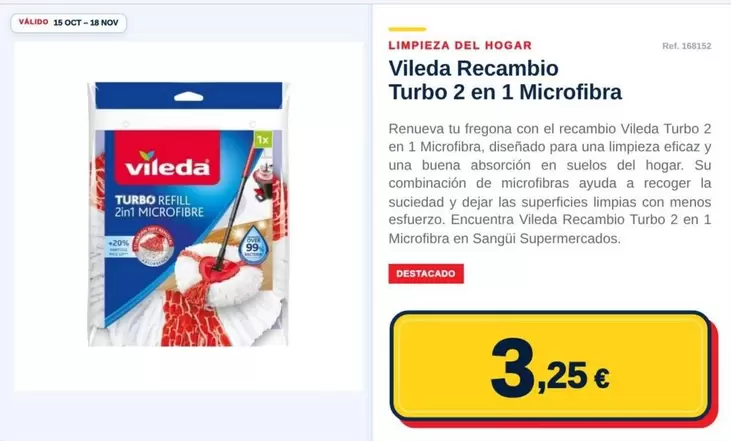 Vileda - Recambio Turbo 2 En 1 Microfibra