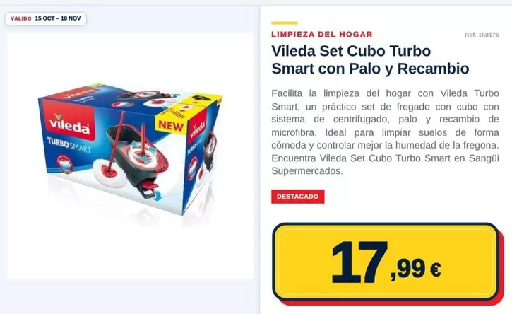 Vileda - Set Cubo Turbo Smart Con Palo Y Recambio