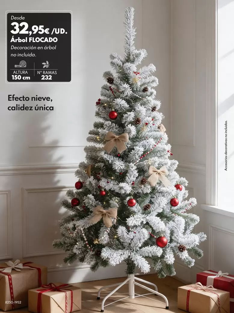 ÁRBOL 232 RAMAS FLOCADO 150CM