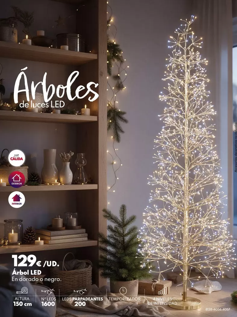 Árbol 1600 Leds Flash 150cm - Blanco Cálido Negro