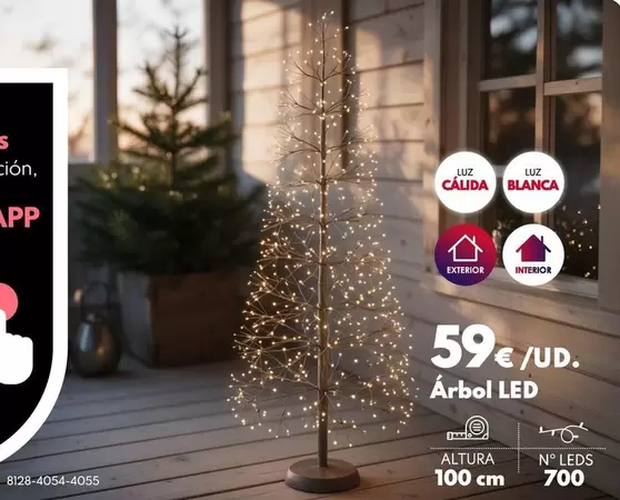 Árbol 700 Leds Flash 100cm - Blanco Cálido Negro