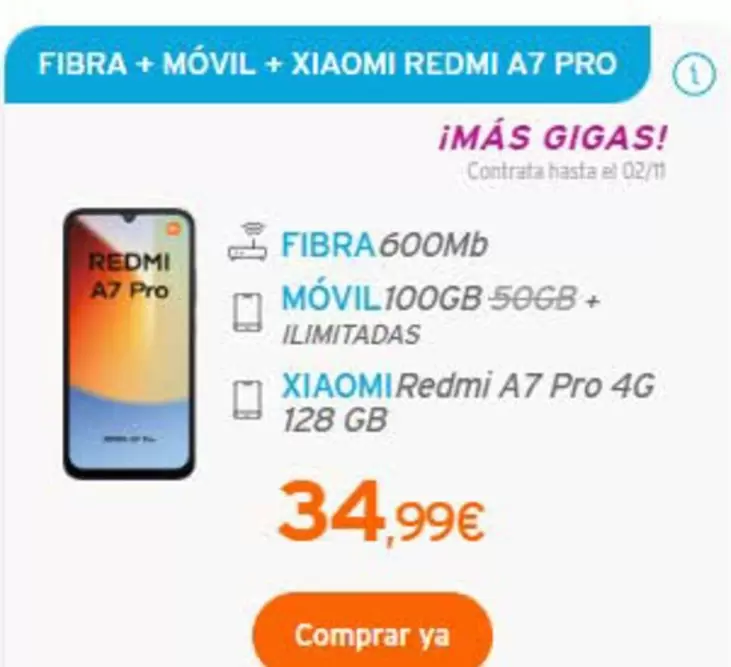 Xiaomi - Fibra + Movil + Redmi A7 Pro