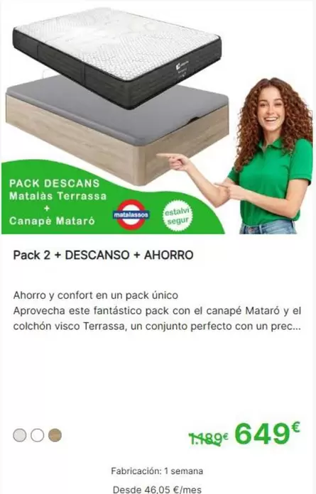 Mobiprix - Pack Descans Matalàs Terrassa + Canapé Mataró