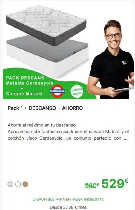Mobiprix - Pack Descans Matalàs Cerdanyola + Canapé Mataró 