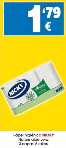 Nicky - Papel Higiénico Nature Aloe Vera, 3 Capas