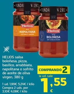 Helios - Salsa Bolonesa, Pizza Basilico, Arrabbiata, Napolitana O Sofrito De Aceite De Oliva Virgen