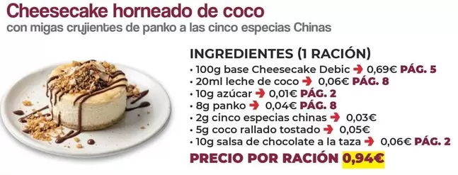 Cheesecake Horneado De Coco